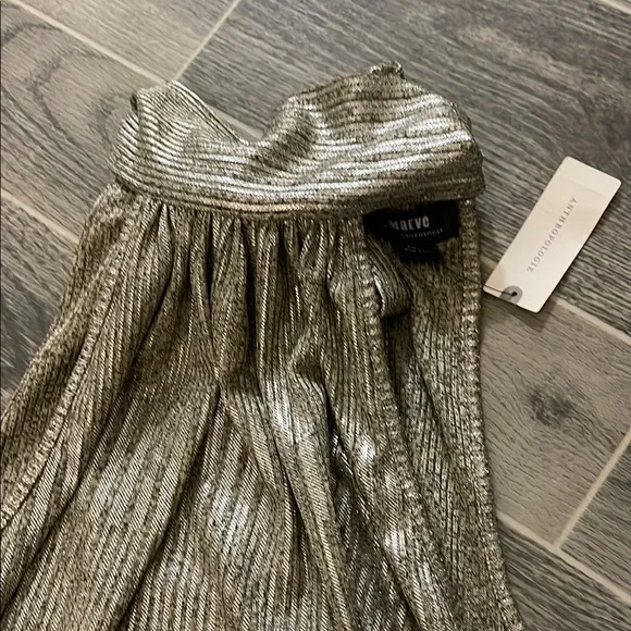 Anthropologie Maeve Metallic Silver Skirt - Picture 3 of 9